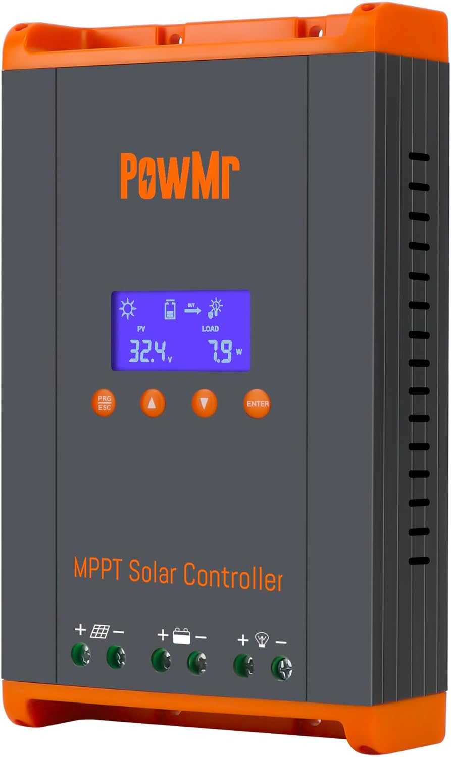 60A MPPT Charge Controller 12V/24V/36V/48V DC Input 60 AMP MPPT Solar Charge Controller Max PV Input 160VDC LCD Display Charge Controller Solar Panel Regulator for Lead-Acid and Lithium Battery