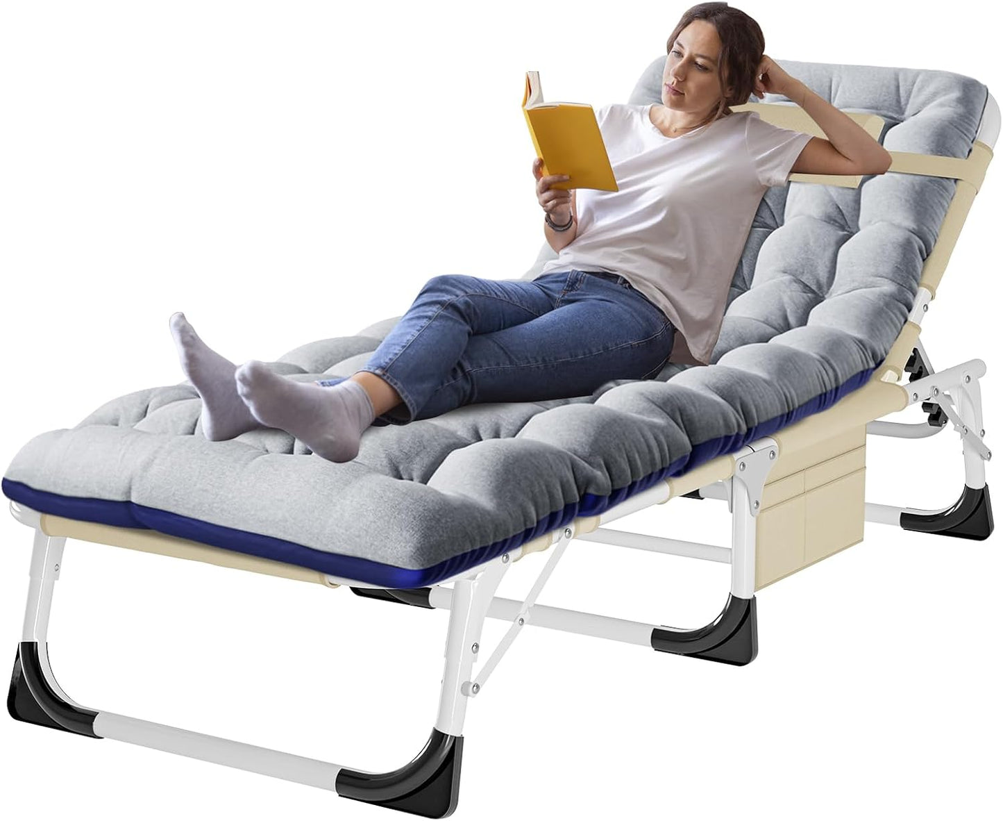 ABORON Chaise Lounge Chair,5 Positions Padded Outdoor Tanning Chair,Heavy Duty Portable Lounge Chair for Outdoor Sunbathing Patio Pool Lawn Deck Poolside,Support up to 440 Lbs