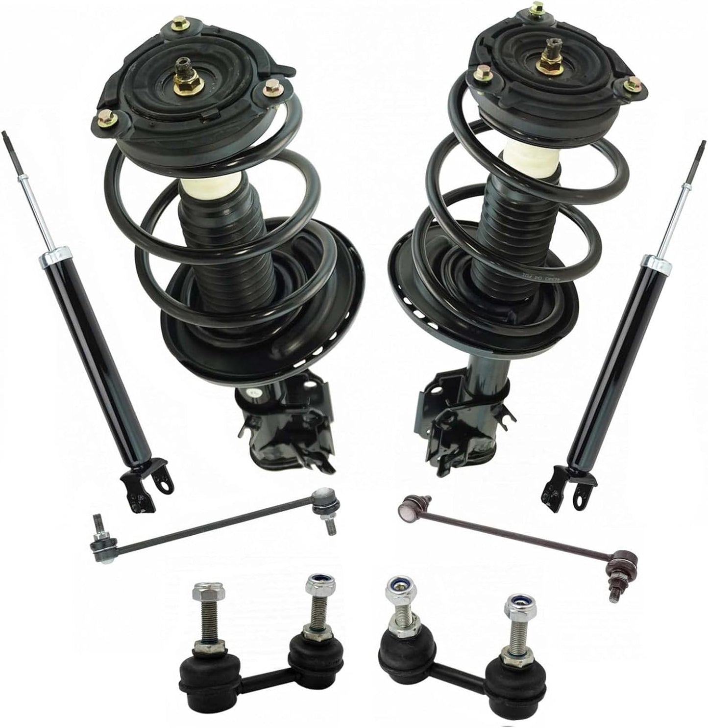 TRQ Front and Rear Suspension Kit Complete Strut & Coil Spring Assembly Shock Absorber Sway Bar Stabilizer Link Compatible with 06-13 BMW