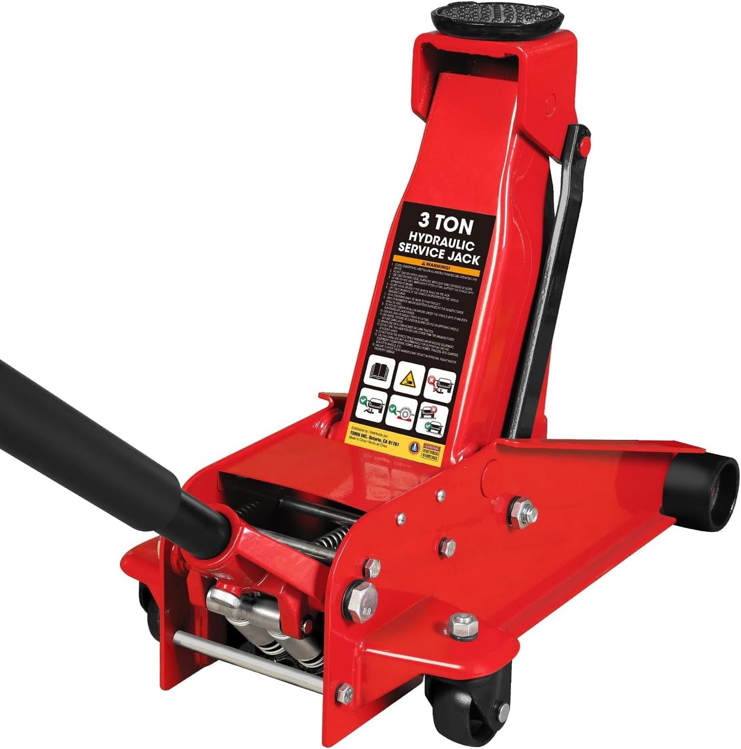 BIG RED TAM820014S Torin Hydraulic Trolley Service/Floor Jack with Blow Mold Carrying Storage Case, 1.5 Ton (3,000 lb) Capacity, Red