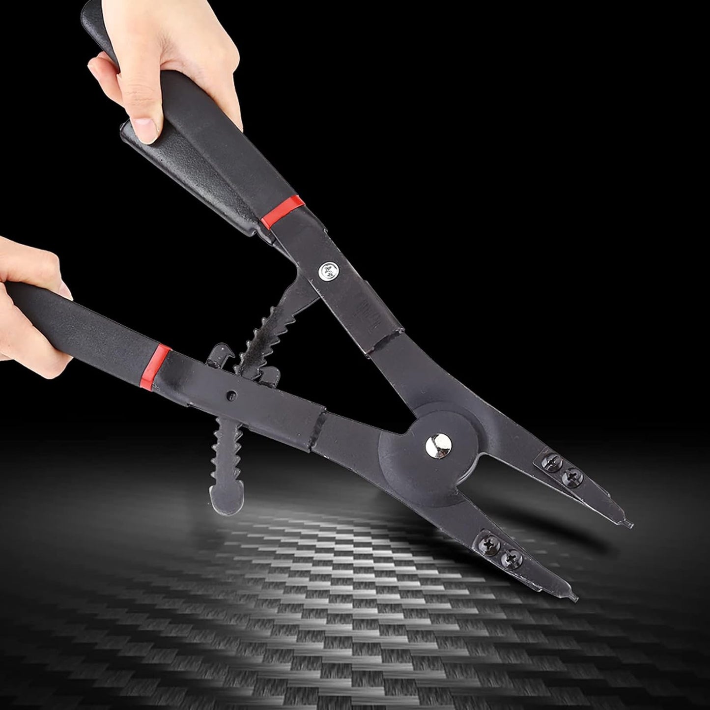 Watris Veiyi 2PCS Heavy Duty Circlip Pliers, 16" Snap Ring Pliers Set, Internal External Snap Ring Pliers, with 0°15°45°90°tips, to install and uninstall the snap rings