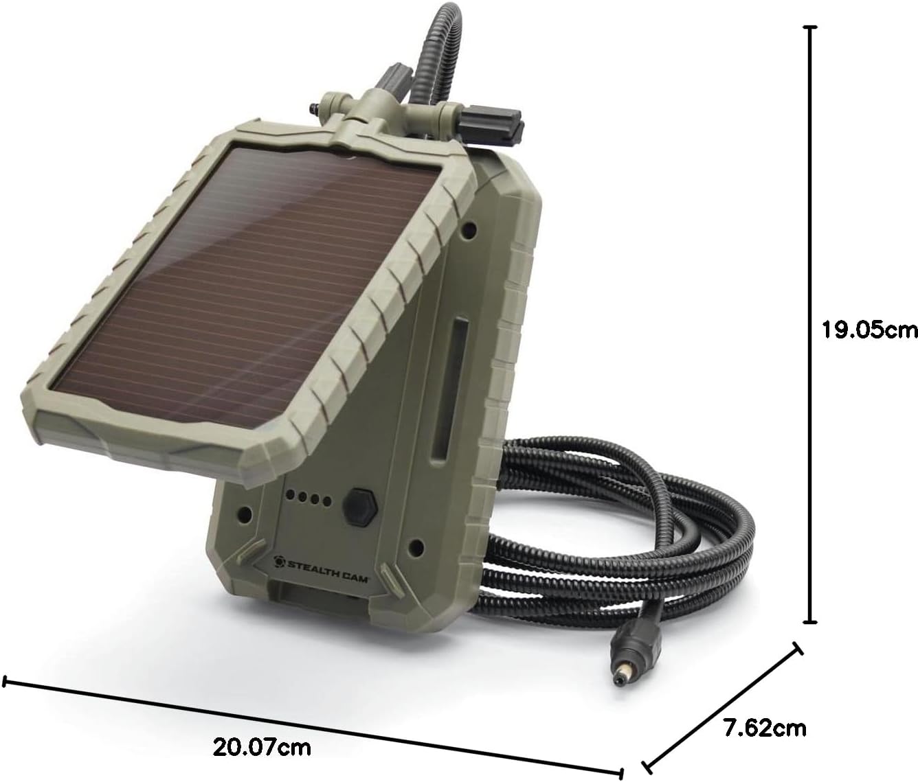 Stealth Cam Durable Sol-Pak Solar Battery Pack, 12V Solar Power Panel, Rechargeable Battery & 10ft Insulated Cable, Compatible with All Wireless/Cellular Trail Cameras - 3000 mAh