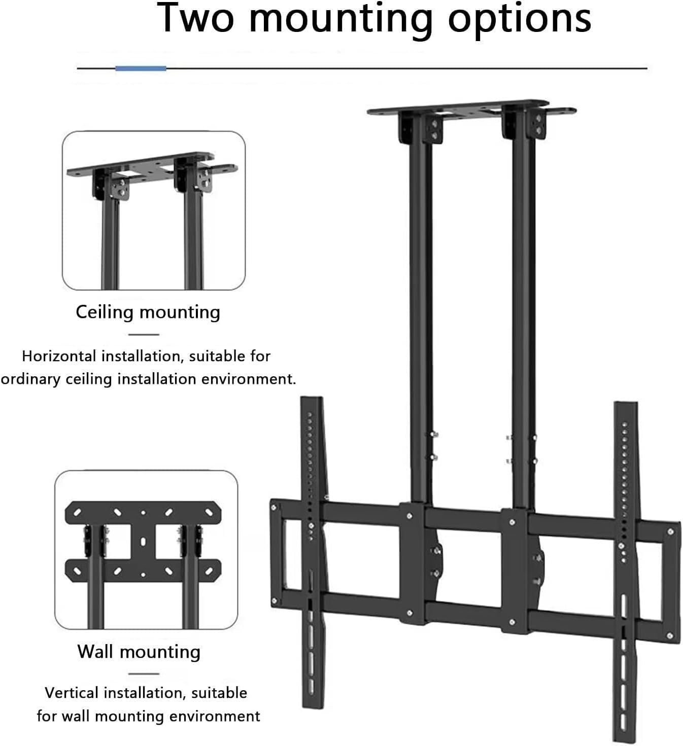 Adjustable Tilt TV Ceiling Mount, Height Adjustable Double Pole TV Mount, 0-30° Tilt(60 cm)