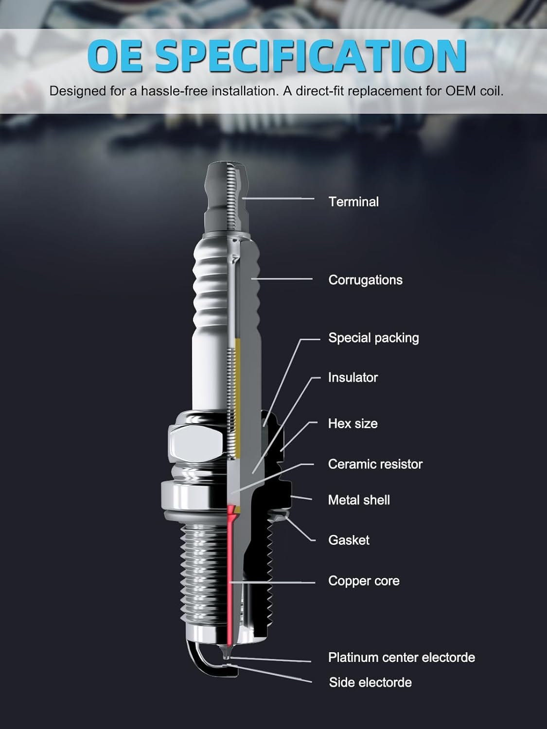 Set of 4 UF540 Ignition Coil Pack & Spark Plugs For Mazda CX-7 2.3L 2.5L 2007-2012,MX-5 Miata 2.0L 2006-2015,3 Sport 2.0L 2.3L 2.5L 2006-2013,6 2.3L 2.5L 2006-2013,5C1740 L3G218100 90083