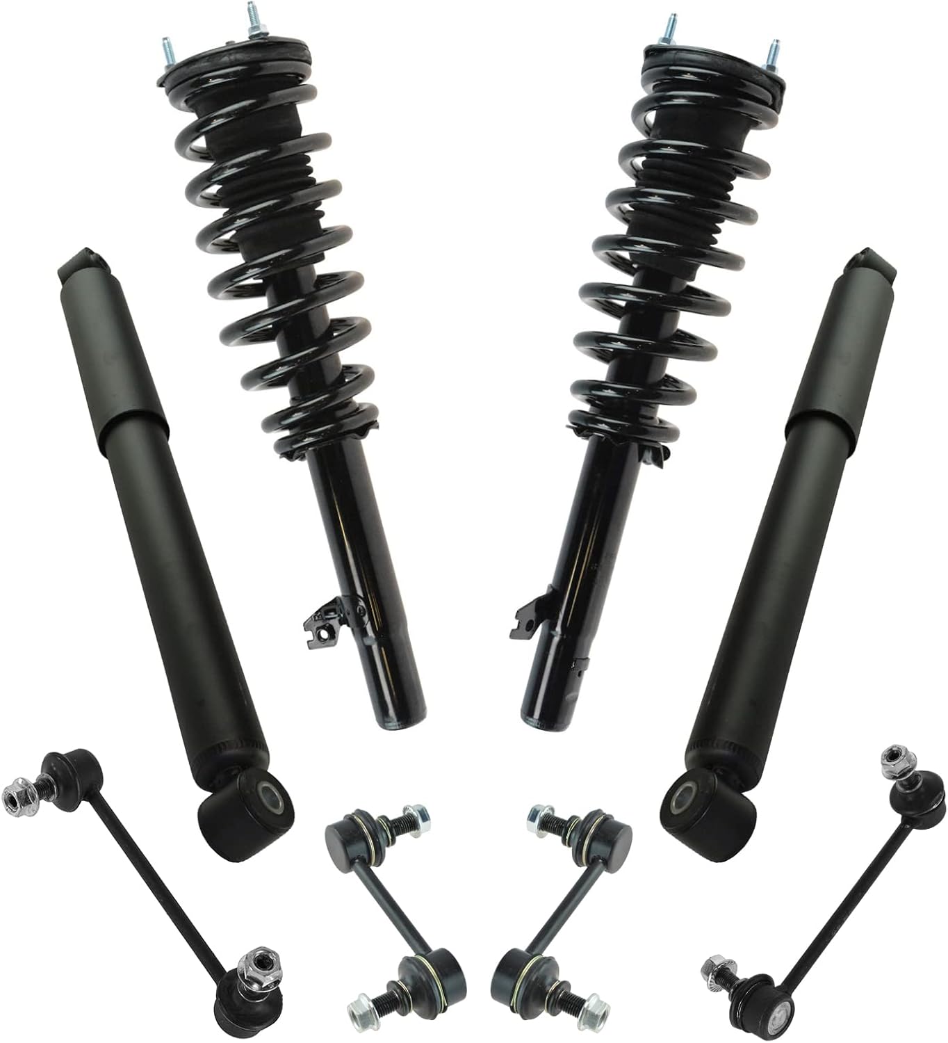 TRQ Front and Rear Suspension Kit Complete Strut & Coil Spring Assembly Shock Absorber Sway Bar Stabilizer Link Compatible with 06-13 BMW