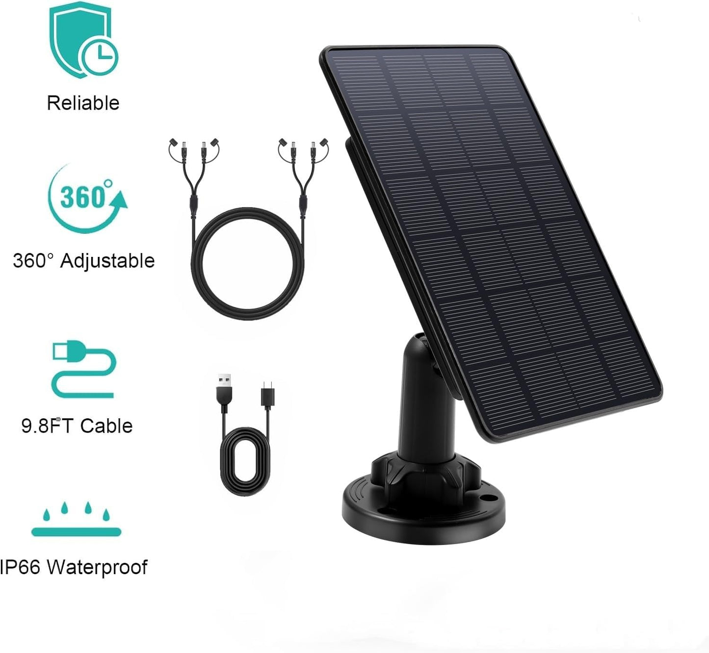 5W Trail Camera Solar Panel 12V/1A 6V/1.5A Solar Battery Charger Kit Built-in 5200mAH Rechargeable Lithium Battery Compatible with Hunting Game Camera(2 Pack)
