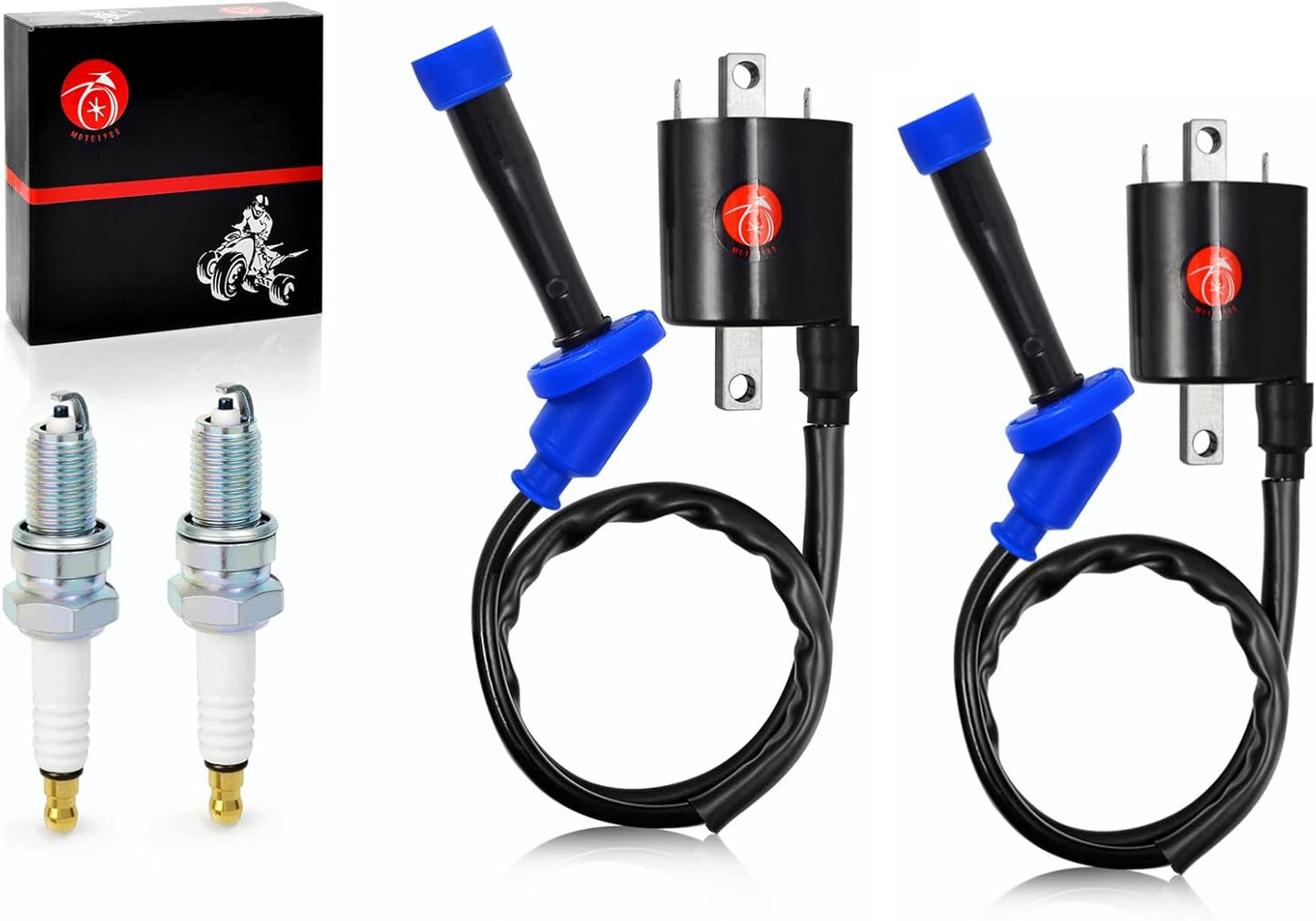 2x Ignition Coil Pack & Spark Plug Compatible with Yamaha V Star 650 XVS650 1998-2016 4VR-82320-00-00