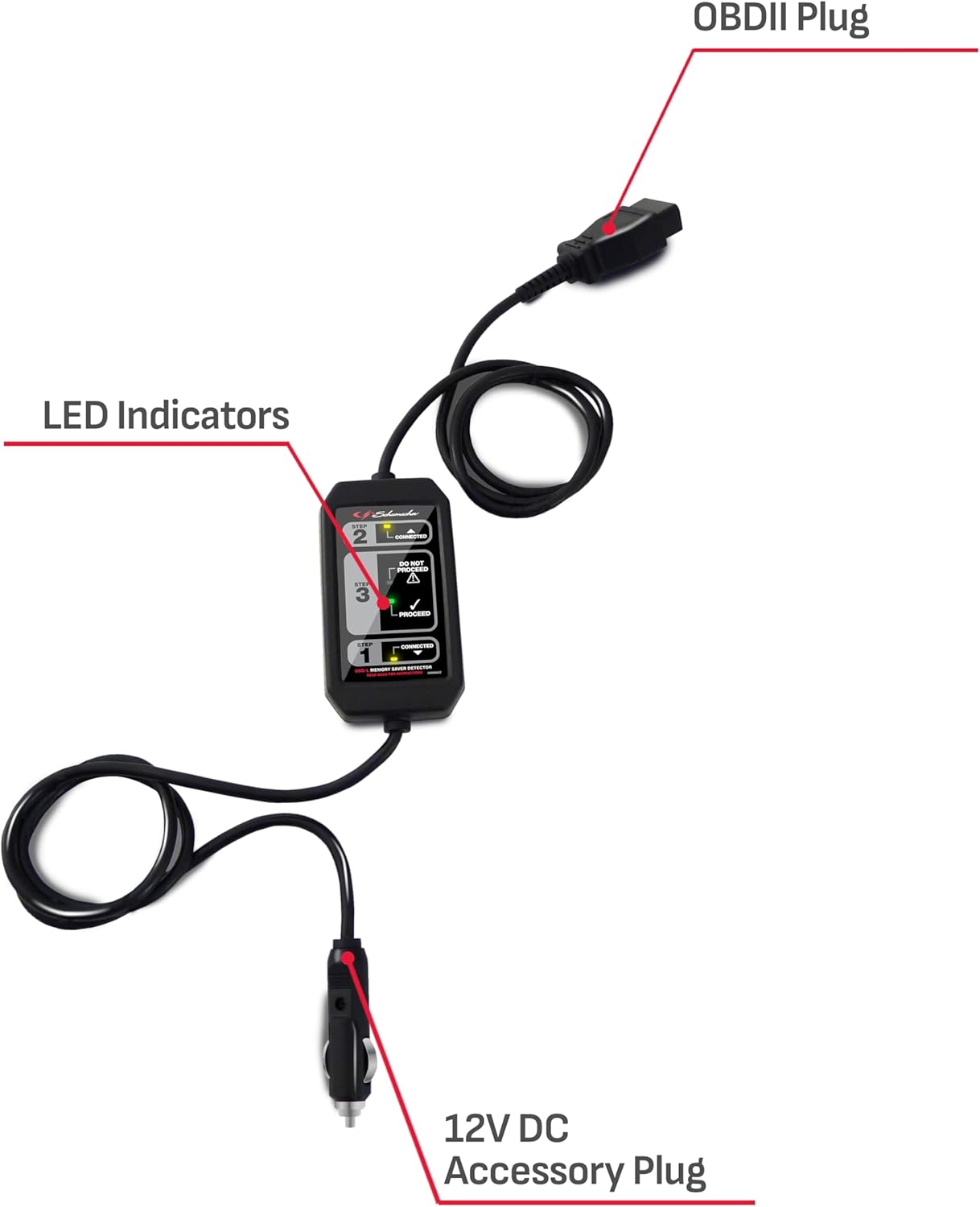 Schumacher Electric Automotive Memory Saver, OBD-L, for Cars, Trucks, SUVs and More, Saves Your Vehicle’s Settings During Battery Maintenance or Removal, OBDII Compatible