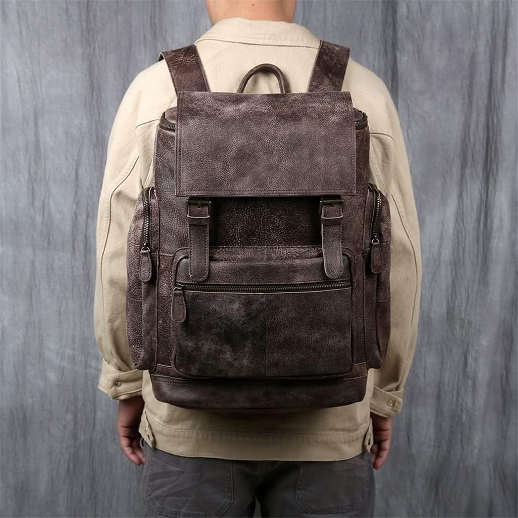 Vintage Genuine Leather Backpack First Layer Cowhide Backpack Leisure Travel Bag Large Capacity Laptop Bag For 16inch