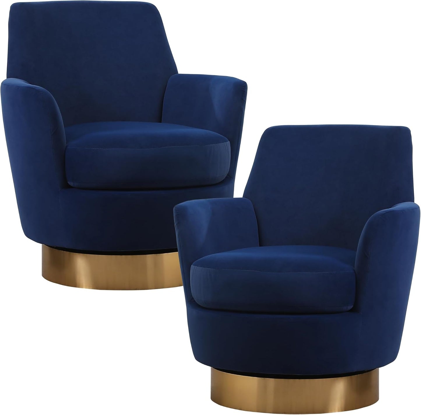 Swivel Barrel Chair Set of 2, Linen Modern Swivel Accent Chairs Armchair with Gold Stainless Steel Base, Reading Chair for Bedroom Comfy Round Barrel Chair for Living Room, Beige