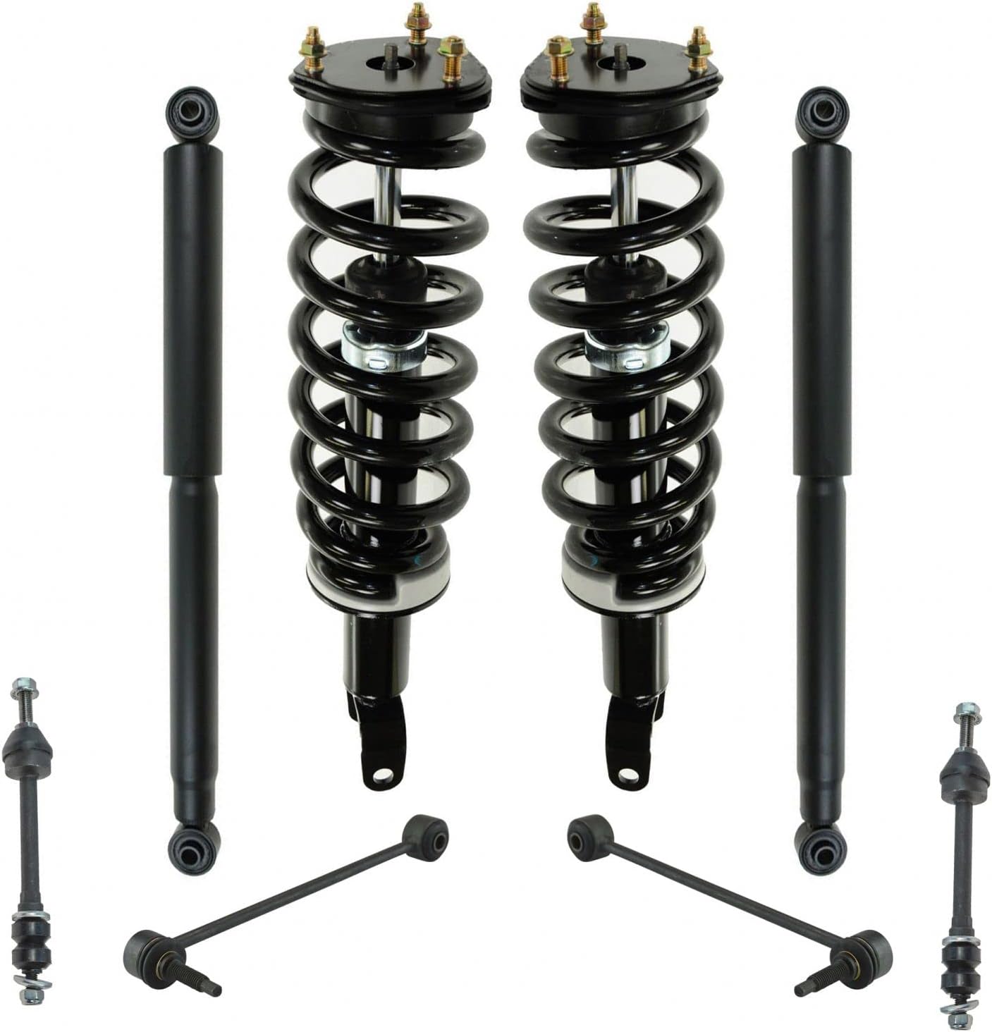 TRQ Front and Rear Suspension Kit Complete Strut & Coil Spring Assembly Shock Absorber Sway Bar Stabilizer Link Compatible with 06-13 BMW
