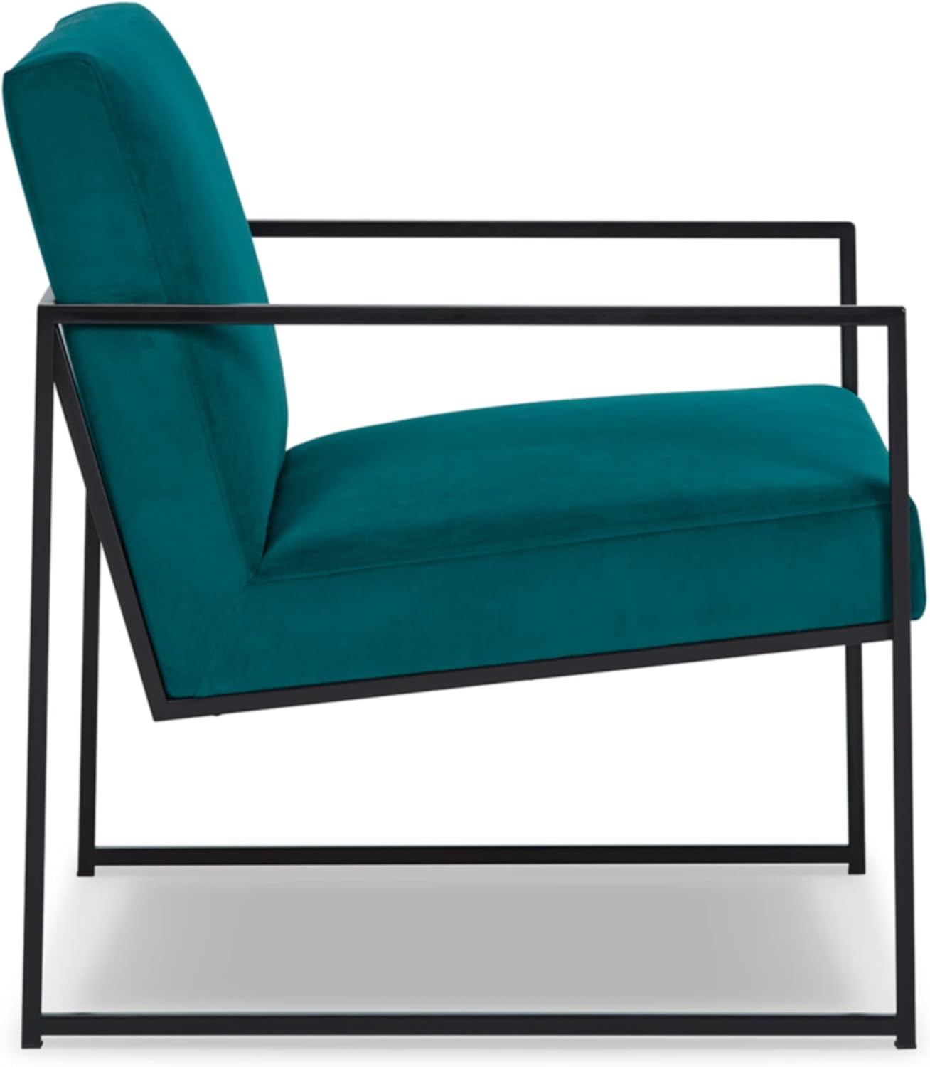 Signature Design by Ashley Aniak Contemporary 17" Velvet Upholstery with Metal Frame Accent Chair, Blue & Black