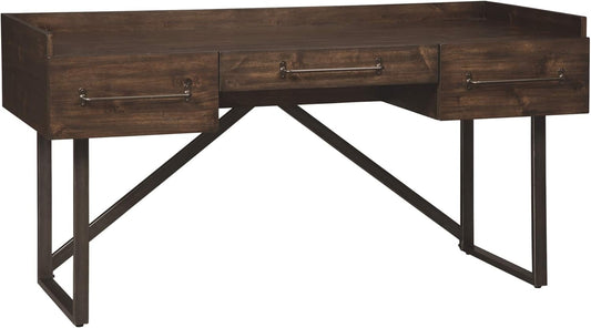 Signature Design by Ashley Starmore Urban Industrial 63" Home Office Desk with Open Storage Cubby, Brown