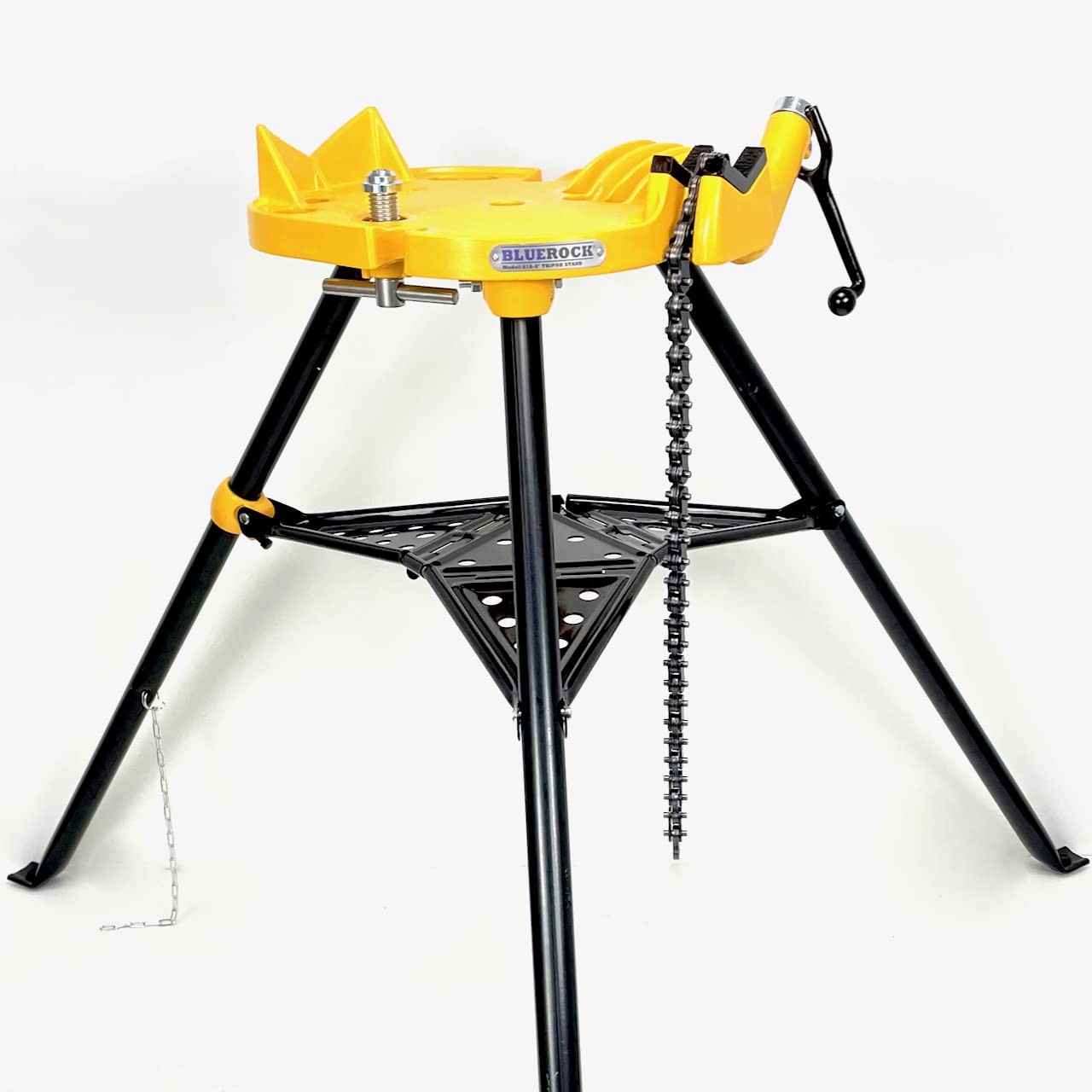 BLUEROCK Portable Pipe Chain Vise 1/8" - 6" Capacity on Tripod Pipe Vice Stand Model H401 618 460-6 40-A