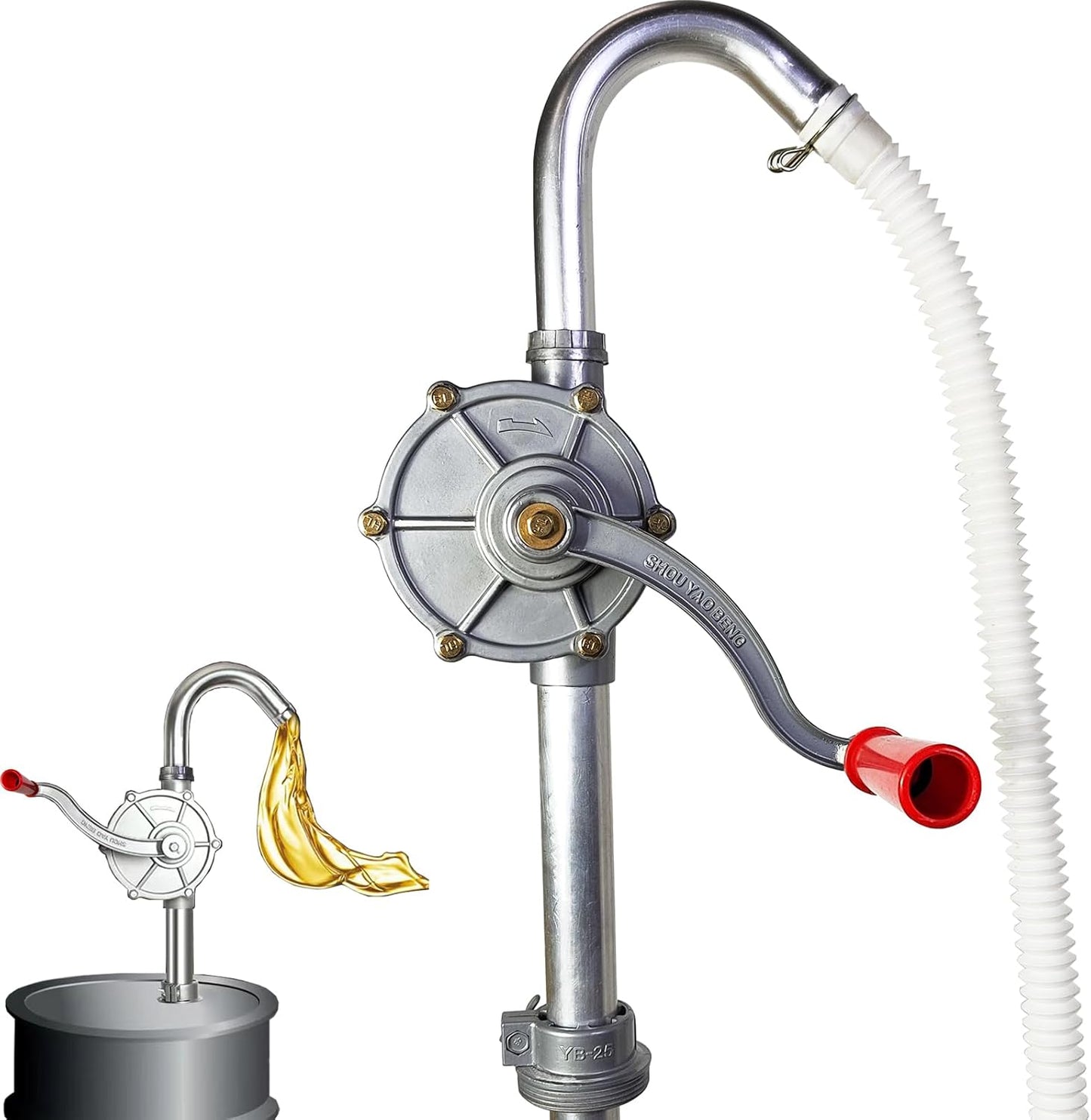 55 Gallon Drum Pump, Barrel Pump for engine oil, diesel fuel, gasoline, kerosene, Hand Pump for 55 Gallon Drum, 50, 5, 15, 30 gal Drum (Black)