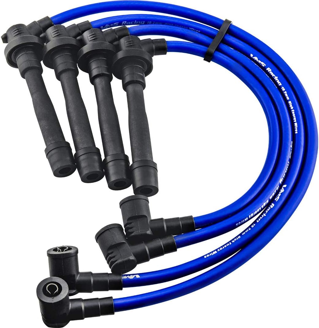 VMS RACING 93-97 Blue Performance Ignition Spark Plug Wires Set Compatible with Honda Del Sol 1.5L & 1.6L D15 & D16 Sohc 1993-1997