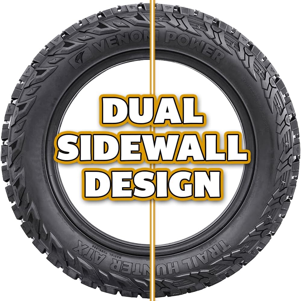Venom Power Trail Hunter ATX A/T All-Terrain Off-Road Light Truck Radial Tire-33X12.50R22LT 33X12.50X22 33X12.50-22 109R Load Range E LRE 10-Ply BSW Black Side Wall