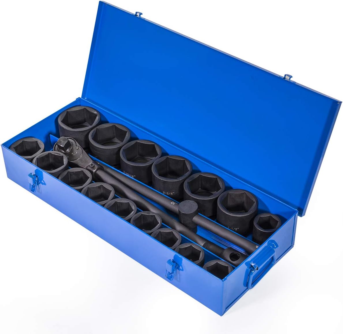 Stark USA Premium 21-Pieces SAE Jumbo Impact Socket Set 1" inch Drive Extension Bar Cr-Mo 6-Point Socket with Carrying Case