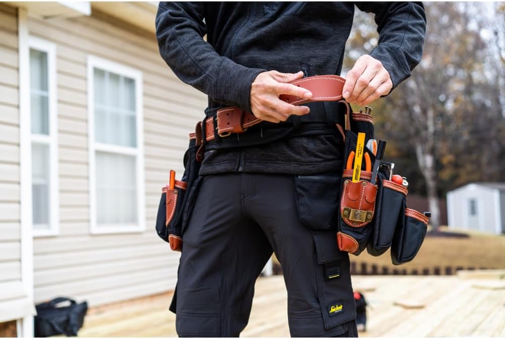 CLC Custom LeatherCraft 51452 4 Piece Top Of The Line Pro Framer's Tool Belt, Black,brown, 29"–46"