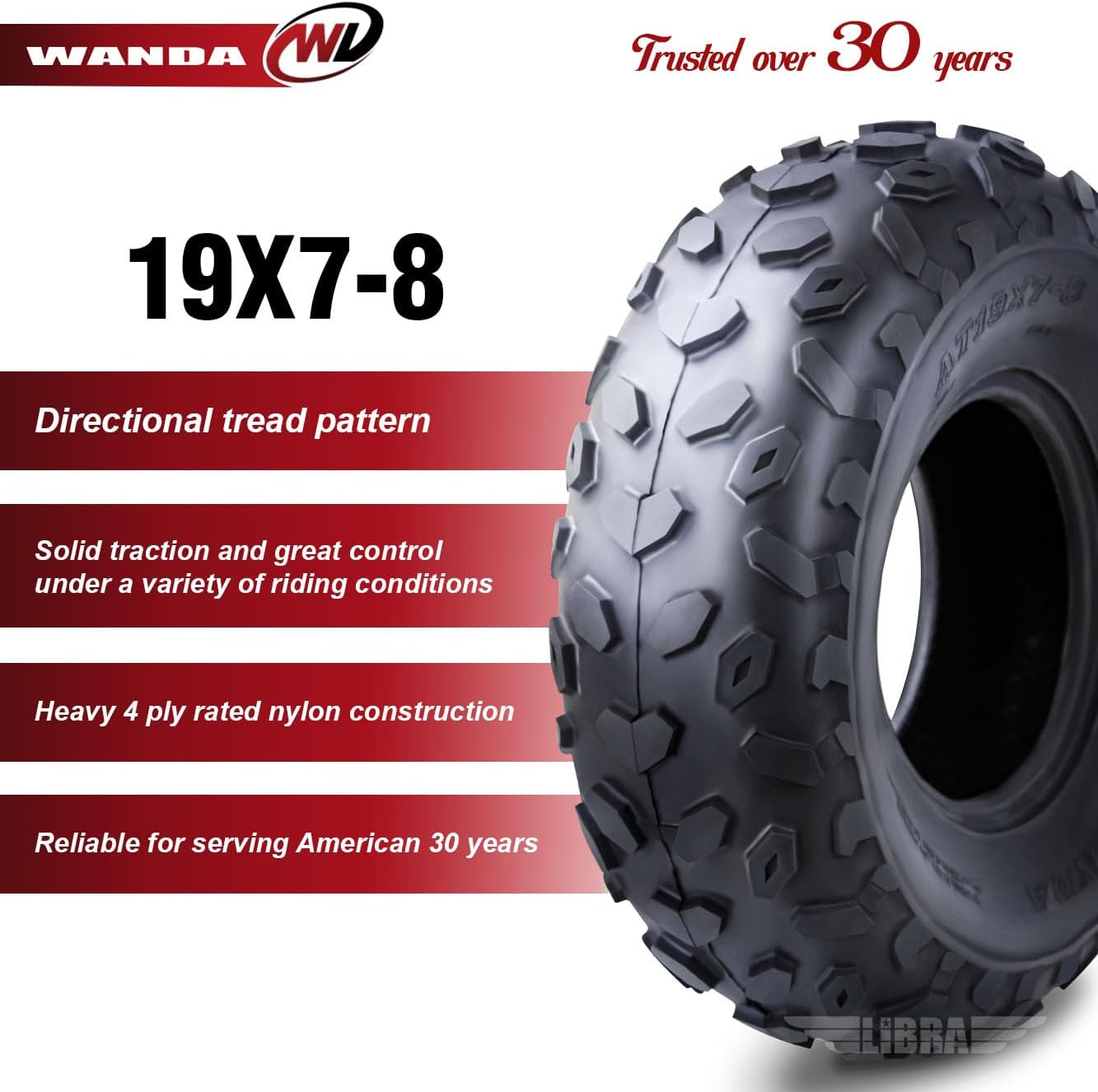 WANDA One New Sport ATV Tires 19X78 19x7x8 4PR 10038