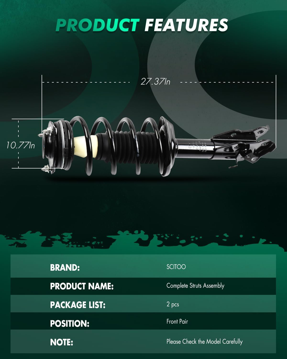 SCITOO Front Complete Strut Assembly and Coil Spring for Acura CSX 2006-2011,for Honda Civic 2006-2011 Struts Shocks Replace 172287 172286 - Set of 2