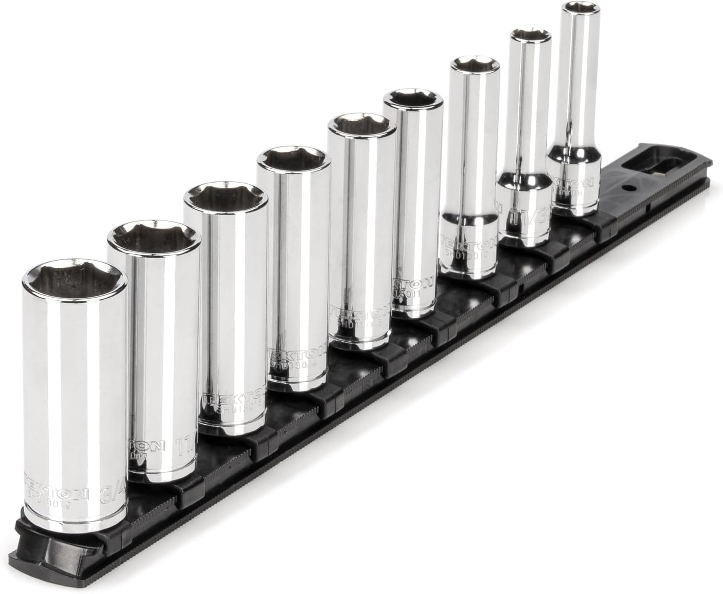 TEKTON 3/8 Inch Drive 6-Point Socket Set with Rails and Tray, 38-Piece (6-24 mm) | SHD91211