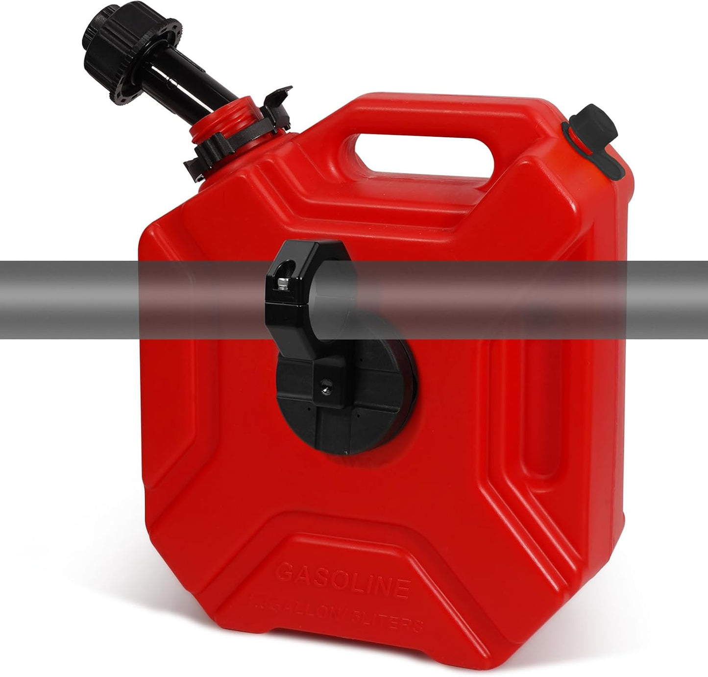 Transfer Tank Fits 5L/1.3 Gallon Tank With Upgraded Spout and Mounting Bracket,Storage Transfer Device Adjustable Flow Rate & Automatic Closing for Car Motorcycle UTV SUV ATV Off Road Most Cars Red