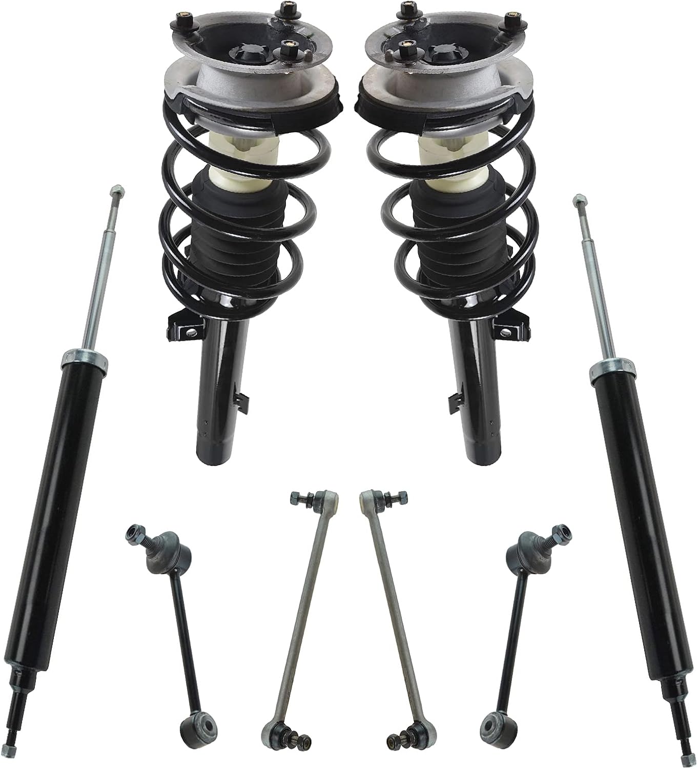TRQ Front and Rear Suspension Kit Complete Strut & Coil Spring Assembly Shock Absorber Sway Bar Stabilizer Link Compatible with 06-13 BMW