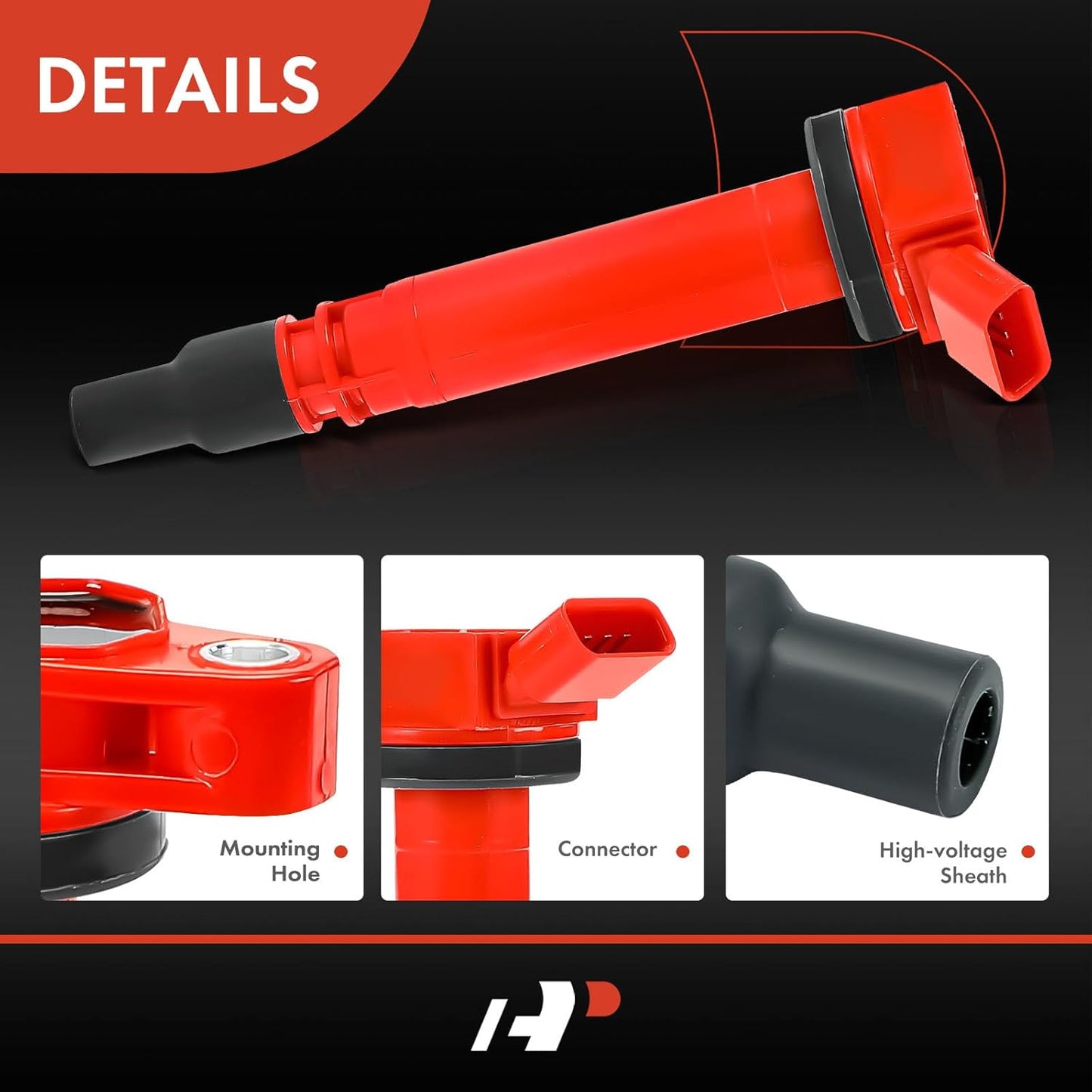 A-Premium (Red) Engine Ignition Coil Pack Compatible with Toyota Tundra 2007-2020, Sequoia 2008-2020, Land Cruiser 2008-2011 2013-2020 & Lexus GX460 2010-2020, LS460 2007-2017, LS600h, LX570, 8-PC Set