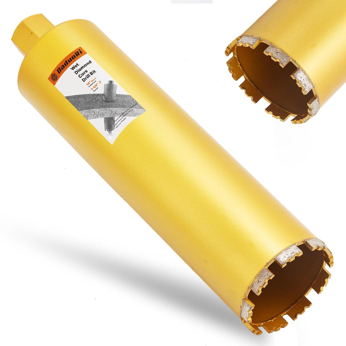 8 Inch Wet Core Drill Bit, 8" Core Bits for Concrete, 1-1/4"-7 Thread, 14" Drilling Depth Diamond Core Drill for Concrete with Rebar, Masonry, Brick Block,Cement, Stucco, Stone (203mm)