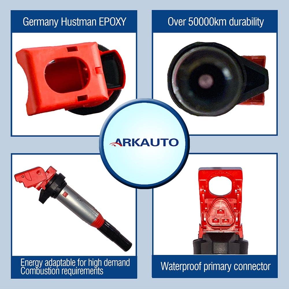 4PC ARKAUTO HIGH ENERGY RED TOP DELPHI TYPE IGNITION COIL UF667 12138616153 FOR MINI R55 R57 R56 R60 R58 R61 R59 1.6 N12 N16 BMW 1 2 3 4 5 SERIES X1 X3 X4 X5 X6 Z4 2.0 2.0T N43 N46 N20 E&F CHASSIS