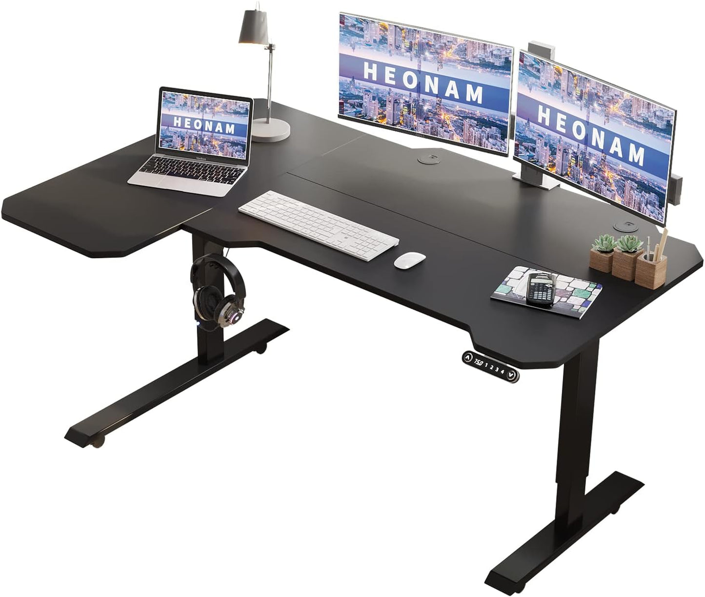 48 X 24 inch Electric Height Adjustable Standing Desk, Computer Table for Home Office Desk with Black Frame & Rustic Brown Top