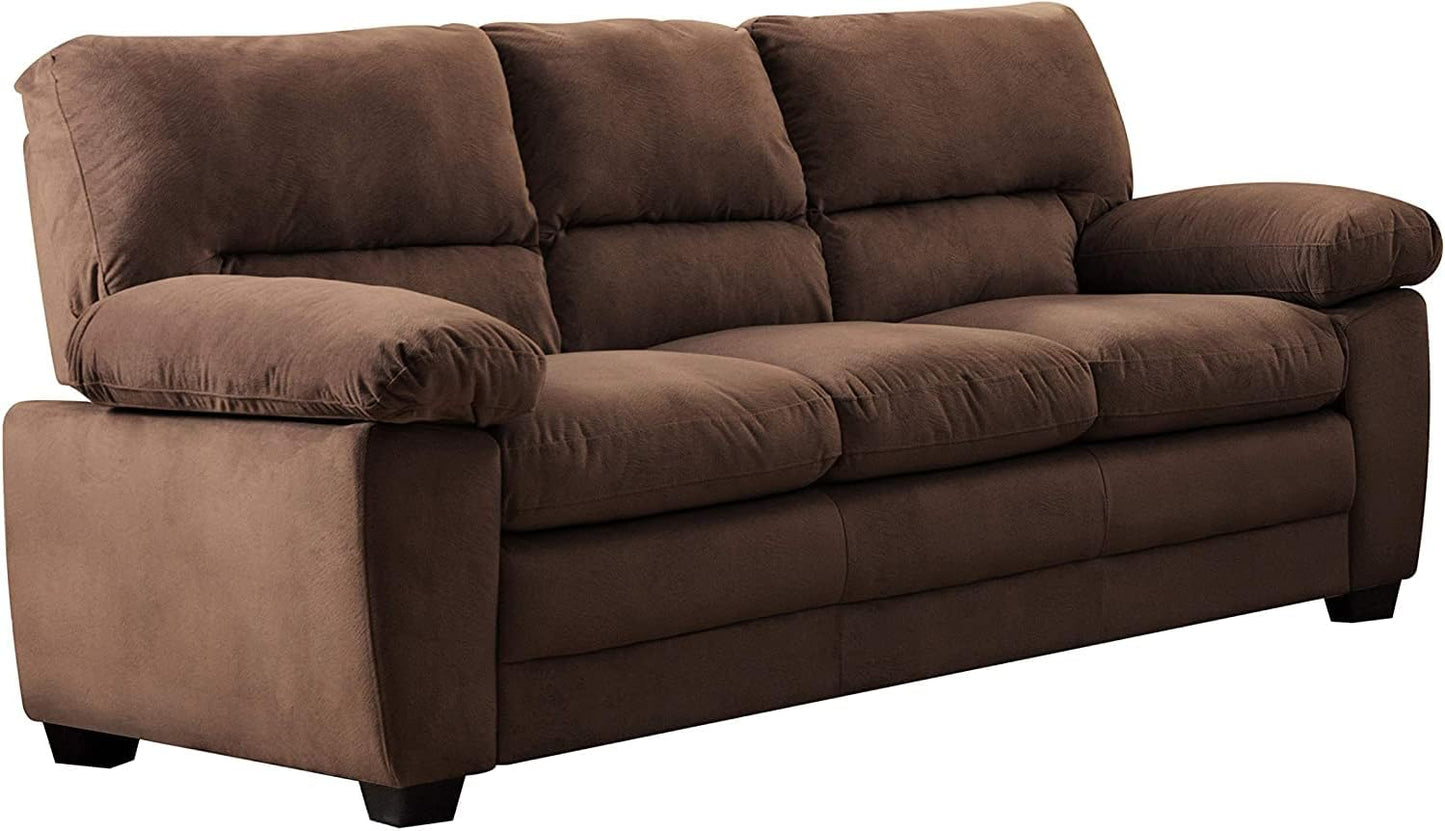 AC Pacific Andres Mid Century Modern Plush Velvet-Like Upholstered Living Room, Chair, Walnut Brown