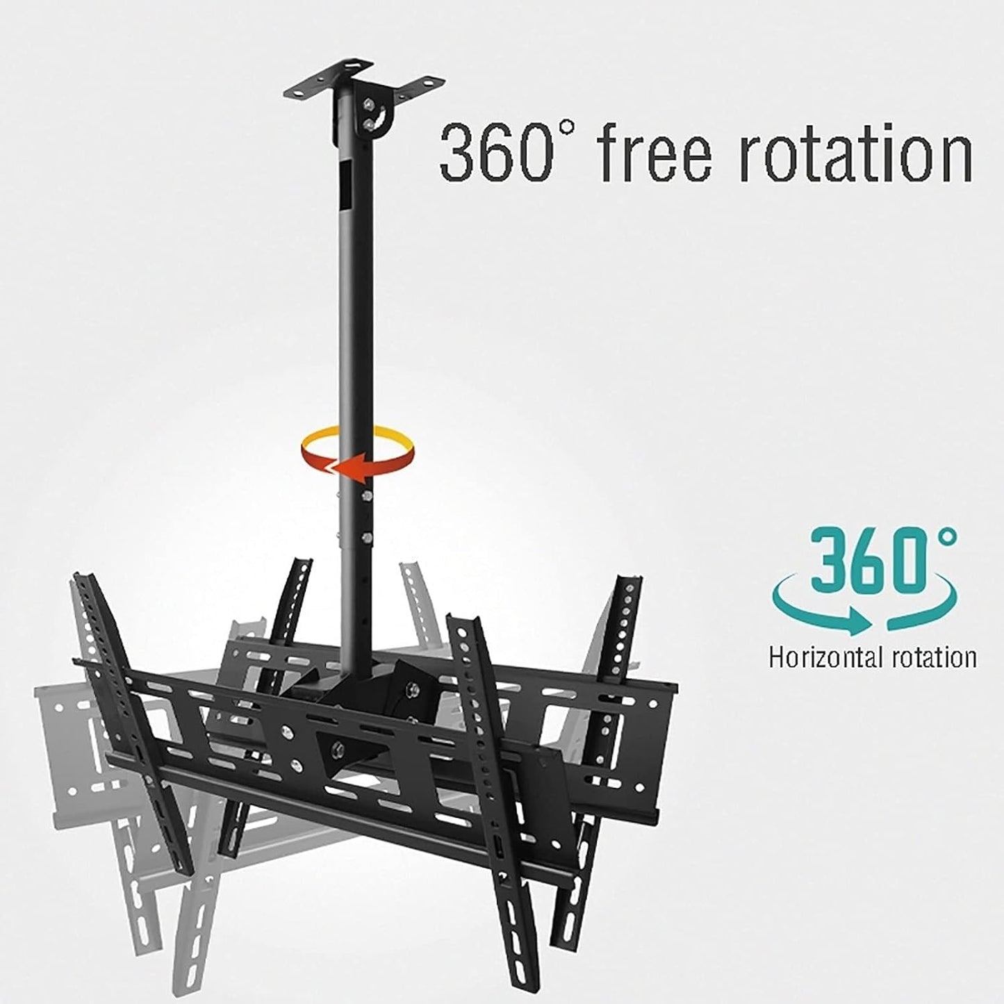 Adjustable Ceiling TV Mount Bracket, 360° Swivel & Tilt for 40-70 Inch LED TVs, Max Load 60kg, Wall or Ceiling Installation(1m)
