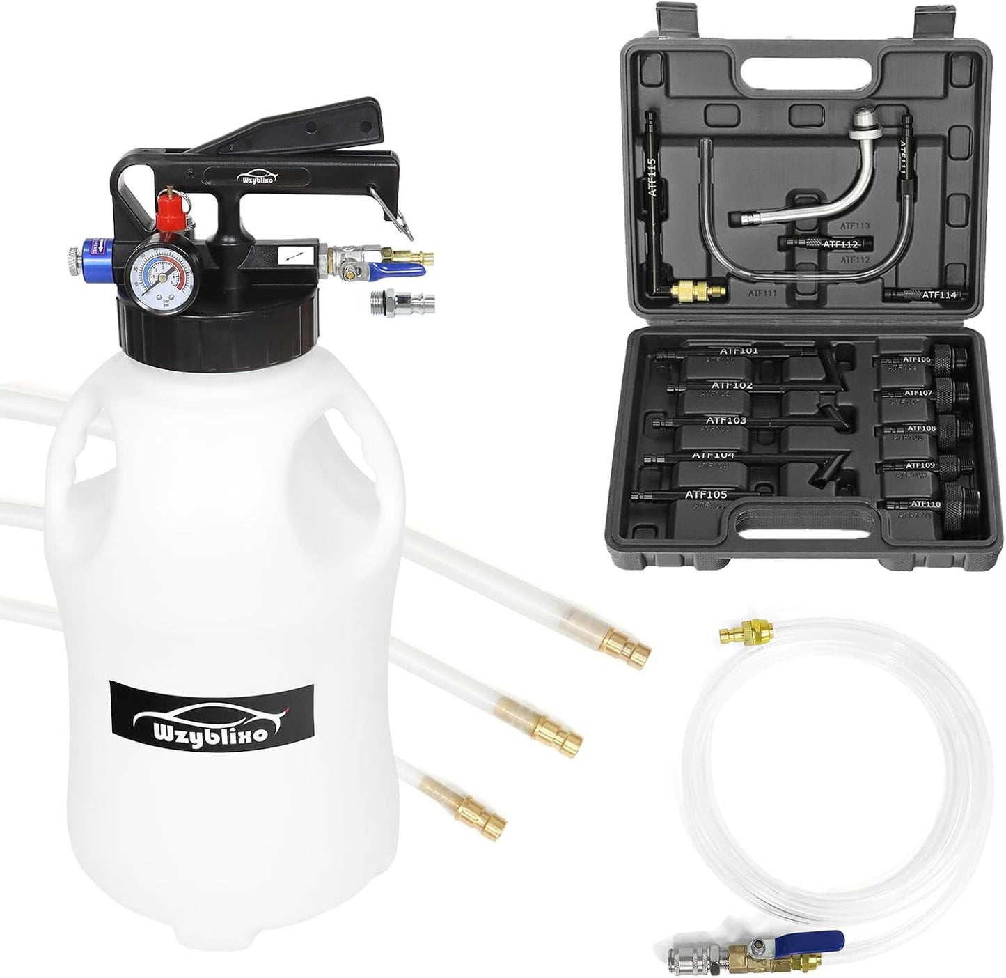 10L Transmission Fluid Pump and Oil Extractor Pump,10L Automatic Transmission Fluid Pump Fluid Extractor/Dispenser for ATF Filler System with 15 Pieces ATF Filler Adapters and 4 Hoses (BLUE, 10L)