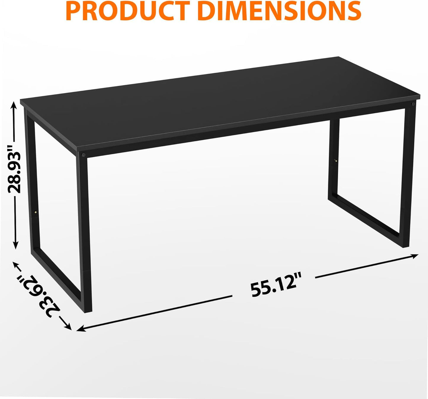ZenStyle Computer Desk 55" Large Office Desk Computer Table Laptop PC Simple Study Writing Desk for Home Office, Black
