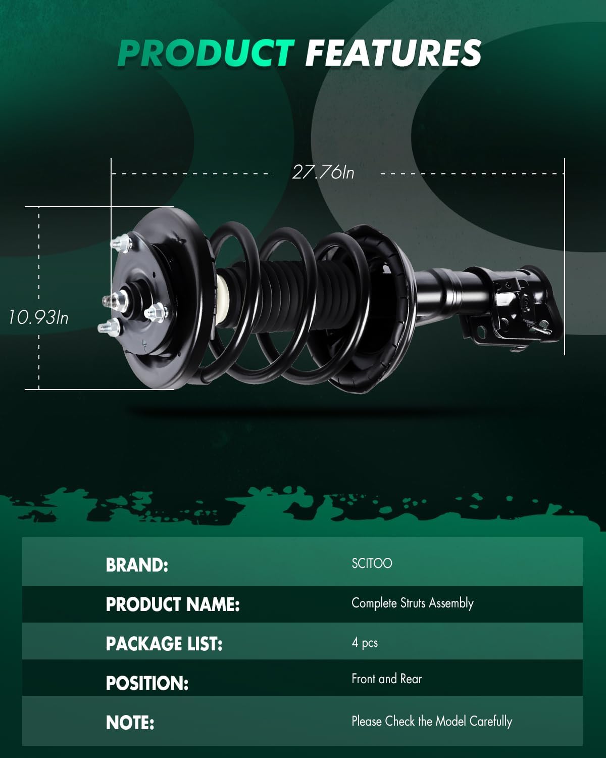 SCITOO Front Rear Complete Struts Assembly Shocks Absorbers for Ford Expedition 2007-2013,for Lincoln Navigator 2007-2013 Automotive Replacement Struts 171138 171139-4PCS