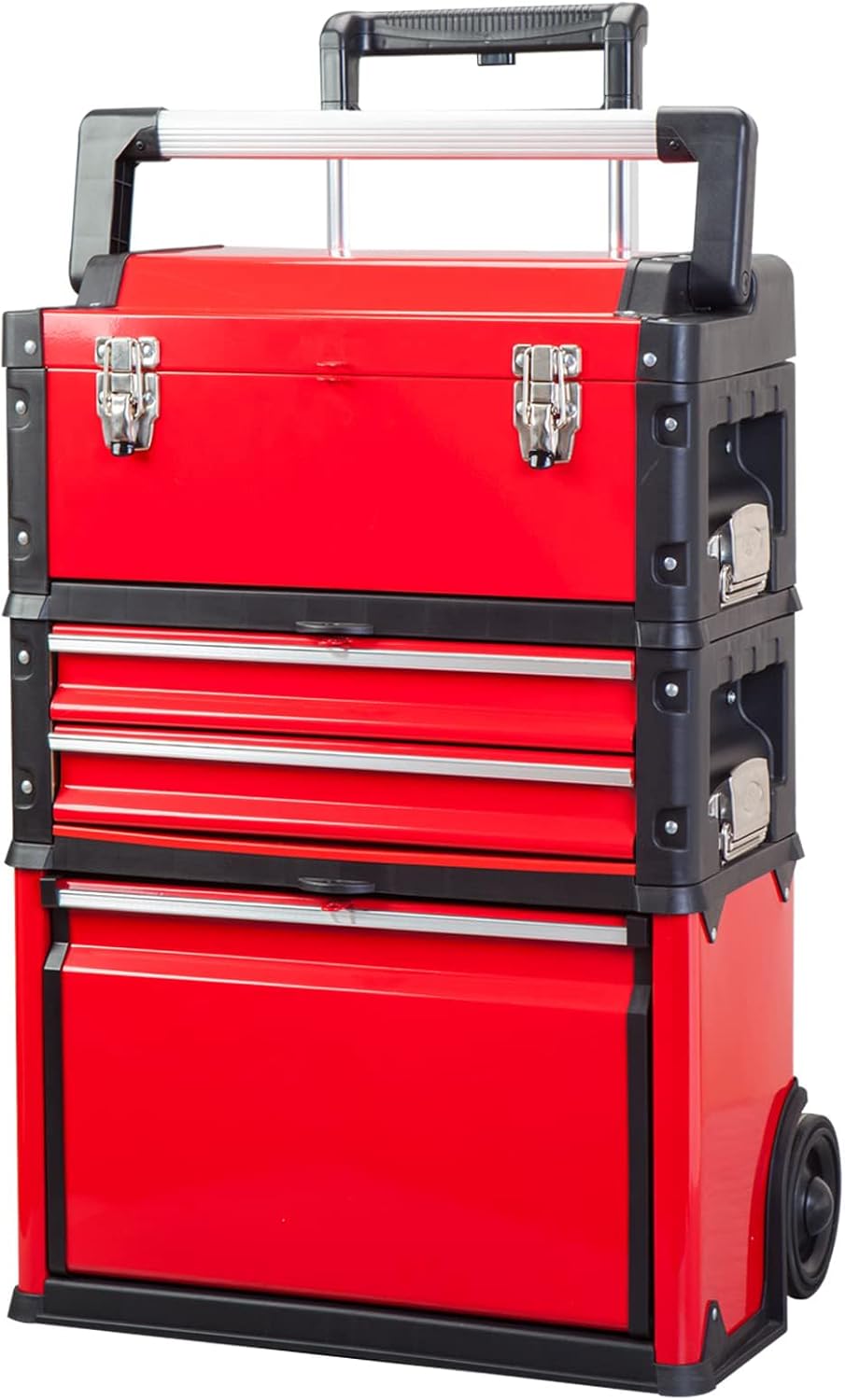 BIG RED Stackable Portable Metal Tool box Organizer with Wheels and 2 Drawers, Rolling Upright Trolley Tool Chest for Garage or Workshop,Yellow,ATRJF-C305ABDYR