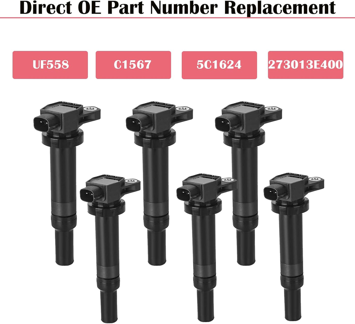 Set of 6 Ignition Coil Packs Fits for 2.7 V6 2007 2008 2009 2010 Hyundai Santa Fe Kia Optima Rondo Coils 2.7l Replaces UF558 C1567
