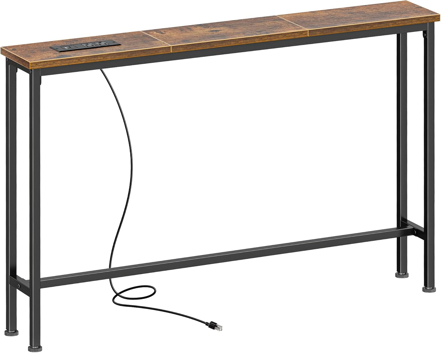 SUPERJARE 78.8 inch Narrow Console Table with Outlet, Sofa Table Set of 2, Behind Couch Table, Long Entryway Tables with Charging Station, for Living Room, Rustic Brown