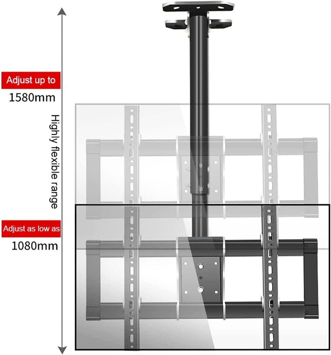 Universal TV Stand Adjustable Ceiling TV Mount Bracket, Tilt Teles Ceiling TV Mount Bracket, Fits 37-85inch TVs, Max 600x400mm, with Loading 176 Lbs