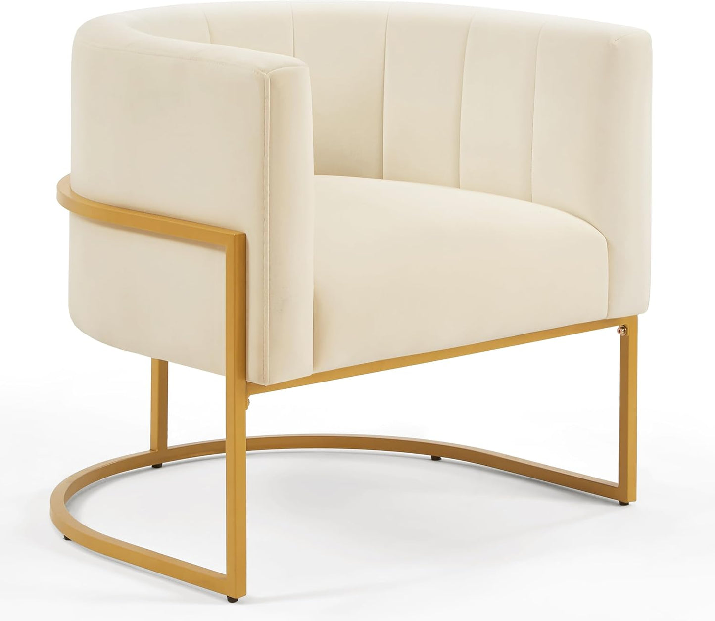 Setawix Velvet Accent Barrel Chairs Set of 2,Upholstered Arm Chairs for Living Room Bedroom,Channel Tufted Club Chair,Mid Century Modern Round Single Sofa Chair with Golden Metal Leg (Black 1 Pair)