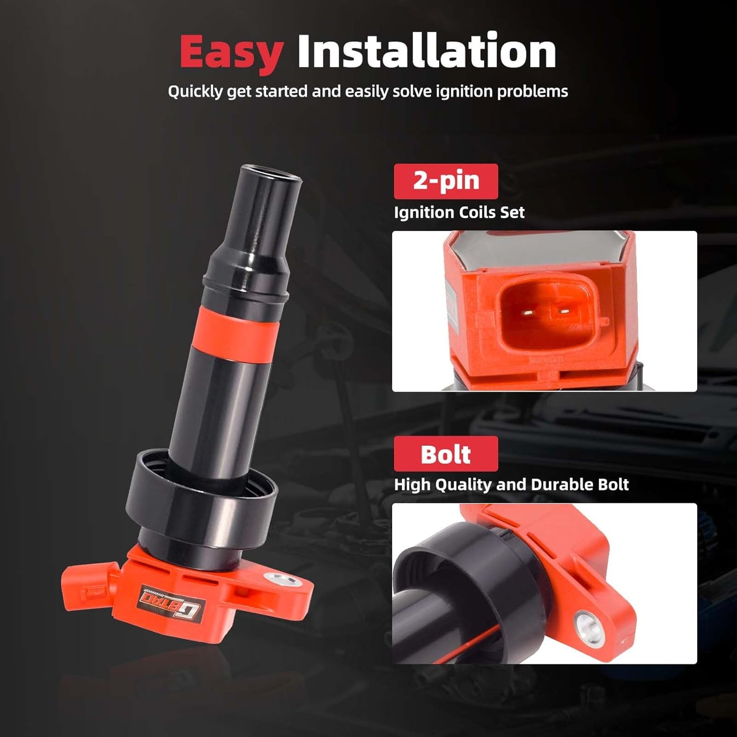 Set of 4 Upgraded Ignition Coil Pack and Iridium Spark Plug for 1.6L L4 2012-2020 Hyundai Accent,2012-2017 Hyundai V-eloster,2012-2020 Kia Rio,2012-2019 Kia Soul Replaces UF652 C1803