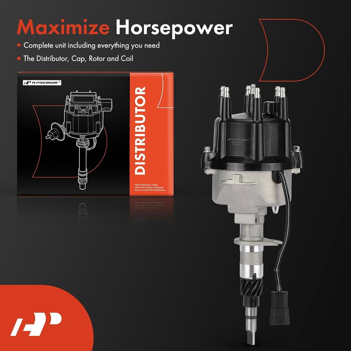 A-Premium Ignition Distributor with Cap and Rotor Compatible with Jeep Grand Cherokee, Cherokee 1994-1997, Wrangler 1994-1995 1997, 4.0L