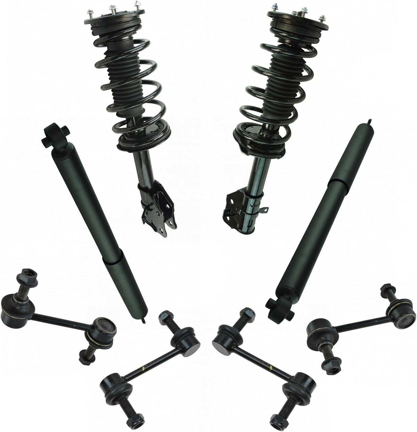 TRQ Front and Rear Suspension Kit Complete Strut & Coil Spring Assembly Shock Absorber Sway Bar Stabilizer Link Compatible with 06-13 BMW