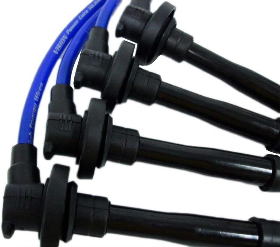 VMS RACING 94-01 10.2mm High Performance Engine Spark Plug Wires Wire Set in Blue Compatible with Honda Acura Integra B18 B18B DB7 DB8 DC2 DC3 DC4 SiR 2 GSR ITR Type R DOHC VTEC Non-VTEC 94-01