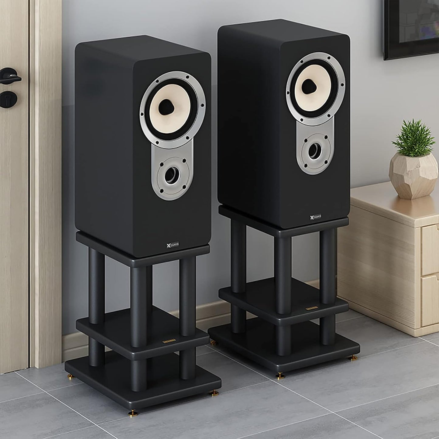 BTZHY Speaker Stands,Surround Sound Steel Construction Support, Vibration-Damping Rubber Gaskets, Support Bookshelf-Style Speakers Up to 66 Lbs
