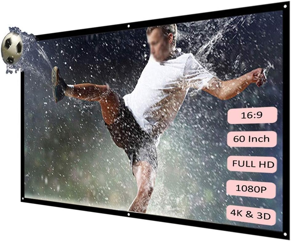 60/72/84/100/120 inch Projector Screen 16:9 White Dacron Diagonal Video Projection Screen Wall Mounted for Home Theater Movie(60 inch)