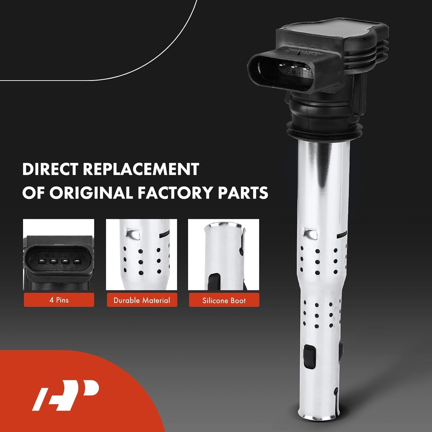 A-Premium Set of 4 Ignition Coil Pack and Iridium Spark Plugs Compatible with Audi A3 2004-2013, A4 2005-2016 & Volkswagen Jetta 2005-2015, Tiguan 2009-2017 & More, 2.0L 2.5L