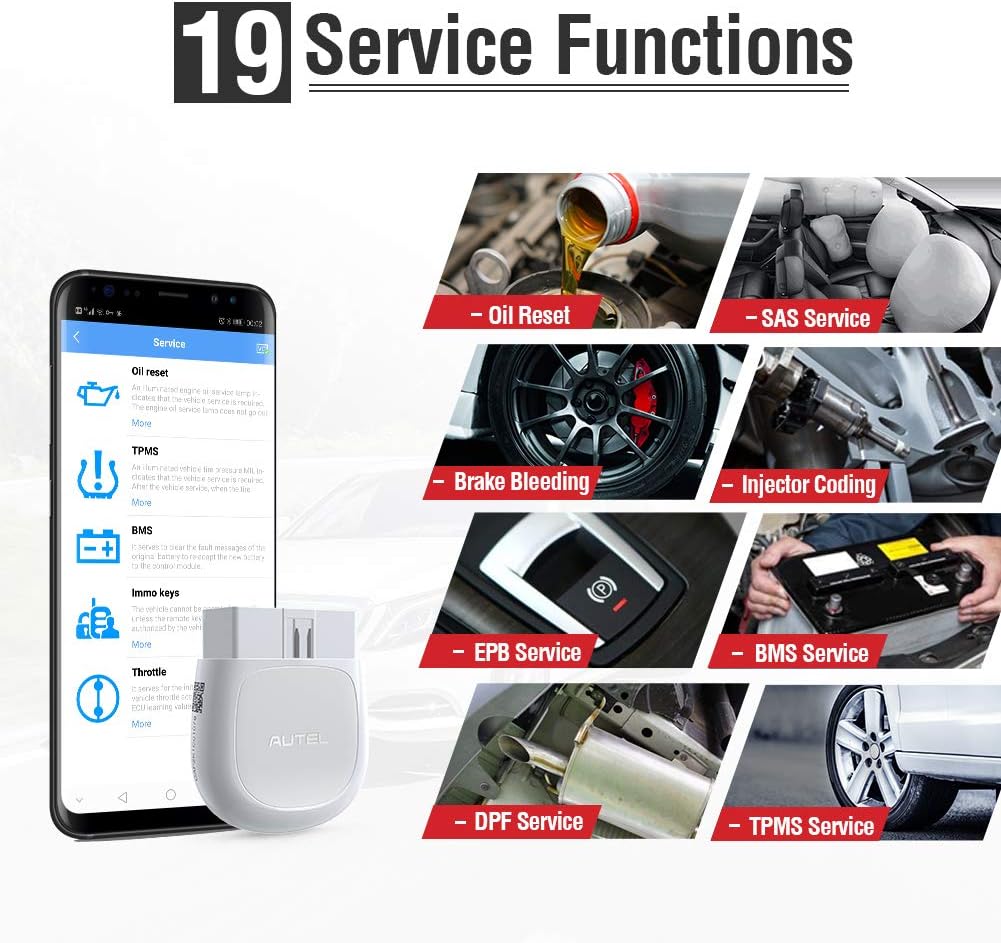 Autel AP200(HT200) Bluetooth OBD2 Scanner, Code Reader with Full Systems Diagnoses and 19 Service Functions, Mini Size Version of MK808 Diagnostic, Vehicle Scan Tool for iPhone & Android Devices